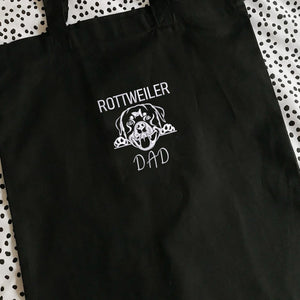 Personalized Rottweiler Dog Dad Tote Bag Embroidered with Dog Name, Unique Gifts For Rottweiler Lovers