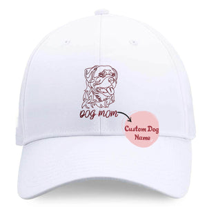 Personalized Rottweiler Dog Mom Hat Embroidered with Dog Name, Unique Gifts For Rottweiler Lovers