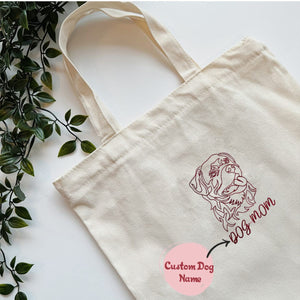 Personalized Rottweiler Dog Mom Tote Bag Embroidered with Dog Name, Unique Gifts For Rottweiler Lovers