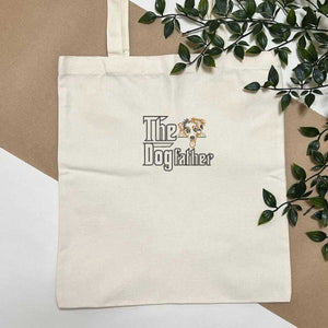Personalized The DogFather Embroidered Tote Bag Australian Shepherd, Custom Tote Bag with Dog Name, Best Gifts For Australian Shepherd Owners