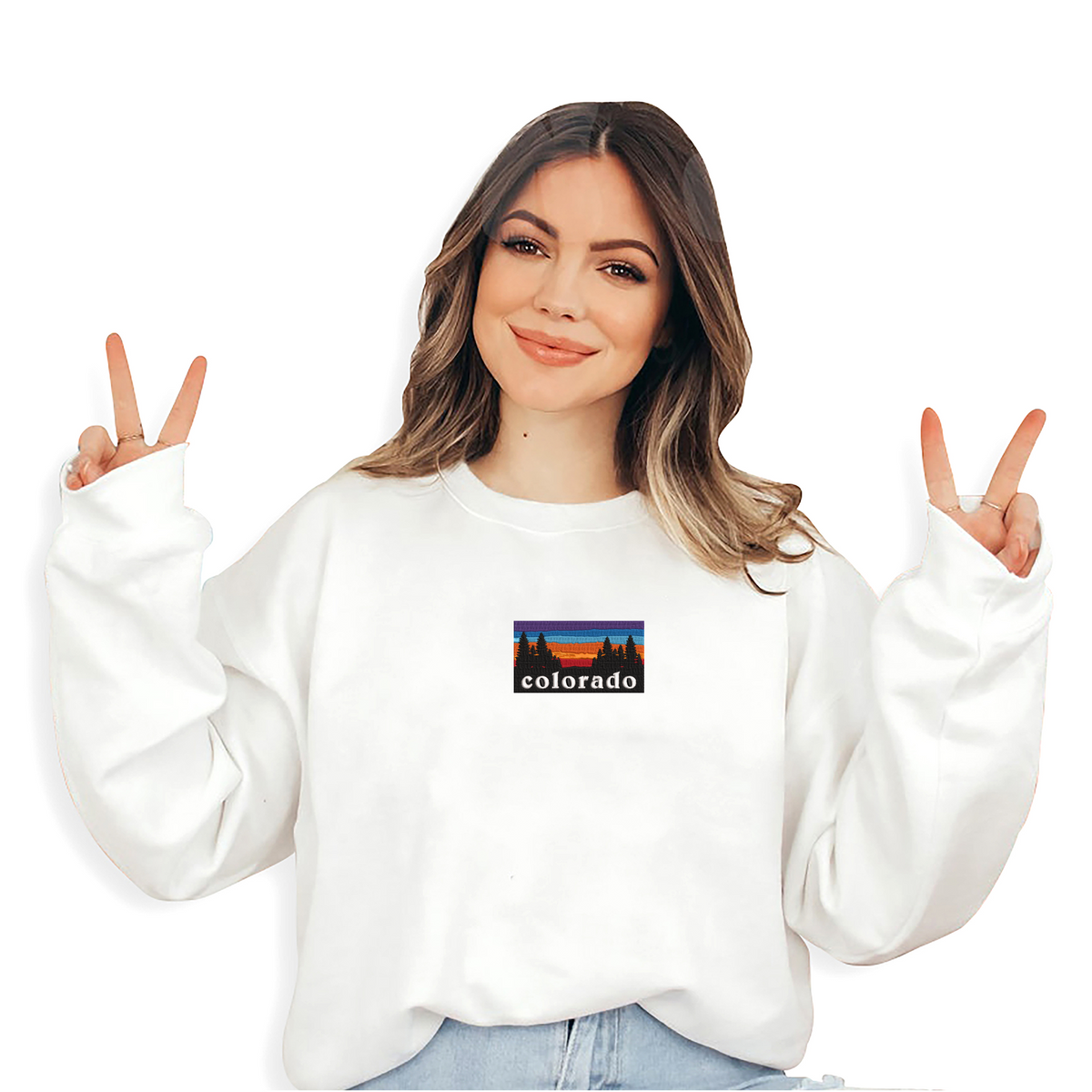 Colorado Forest Camping Crested Butte Ski Snowboard Hiking Mountain Sunset Sweatshirt, Hoodie Embroidered - Embroly