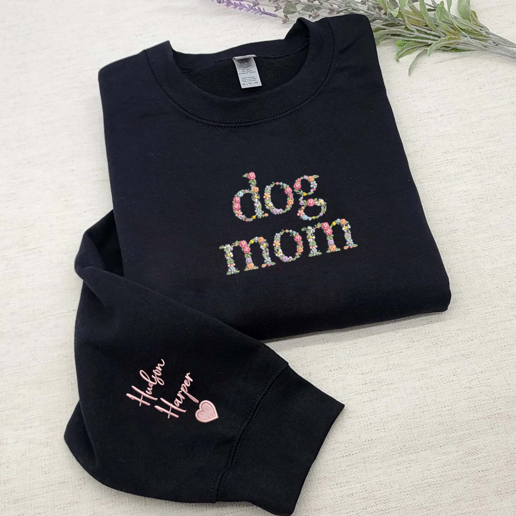 Custom Embroidered Dog Mom Sweatshirt, Personalized Crewneck With Icon, Gift For Dog Owners