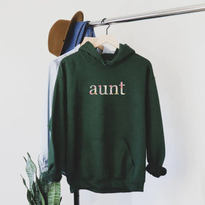 Custom Embroidered Hoodie For Aunt, Personalized Hood With Initial On Sleeve, Unique Gift For Aunt