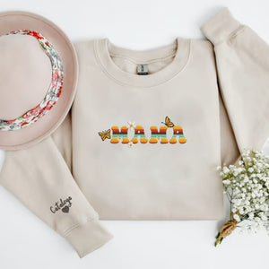 Custom Embroidered Mama Sweatshirt, Perrsonalized Sweater With Embroidery Flower Letters, Thoughful Gift For Mother