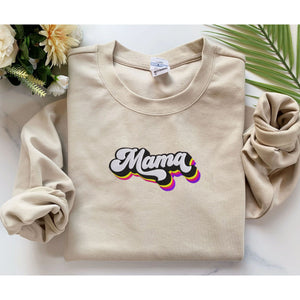 Custom Embroidered Mama Sweatshirt, Personalized Crewneck With Icon Or Initial On Sleeve