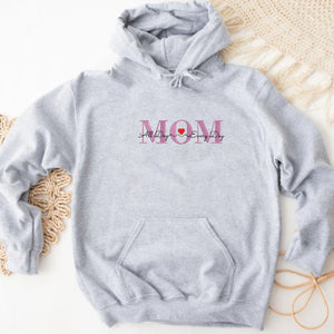 Custom Embroidered Mom With Kid Name Hoodie, Personalized With Kid Names, Mother's Day Gift Idea
