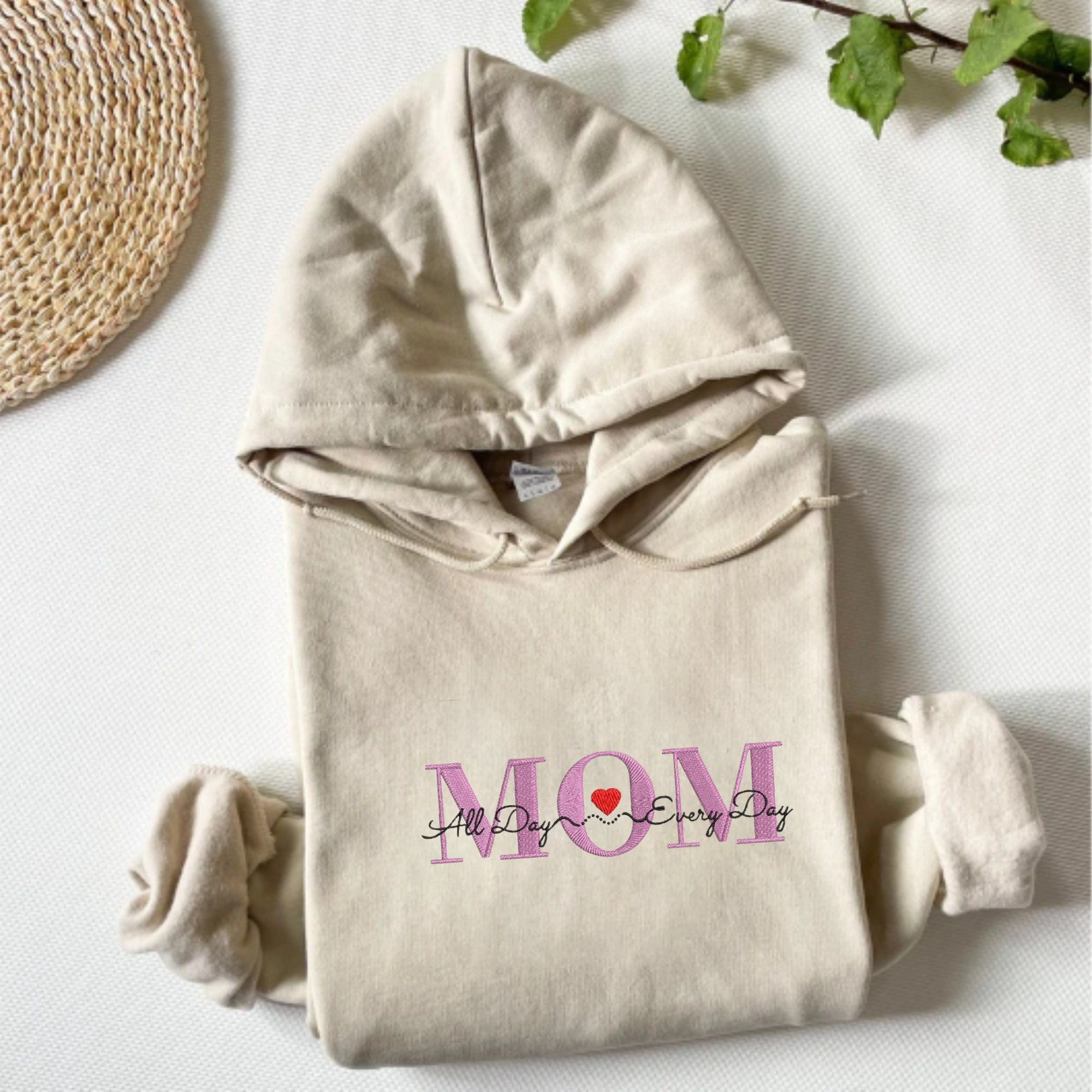Custom Embroidered Mom With Kid Name Hoodie, Personalized With Kid Names, Mother's Day Gift Idea