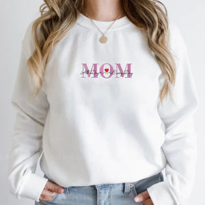 Custom Embroidered Mom With Kid Name Sweatshirt, Personalized With Kid Names, Best Gift For Mom
