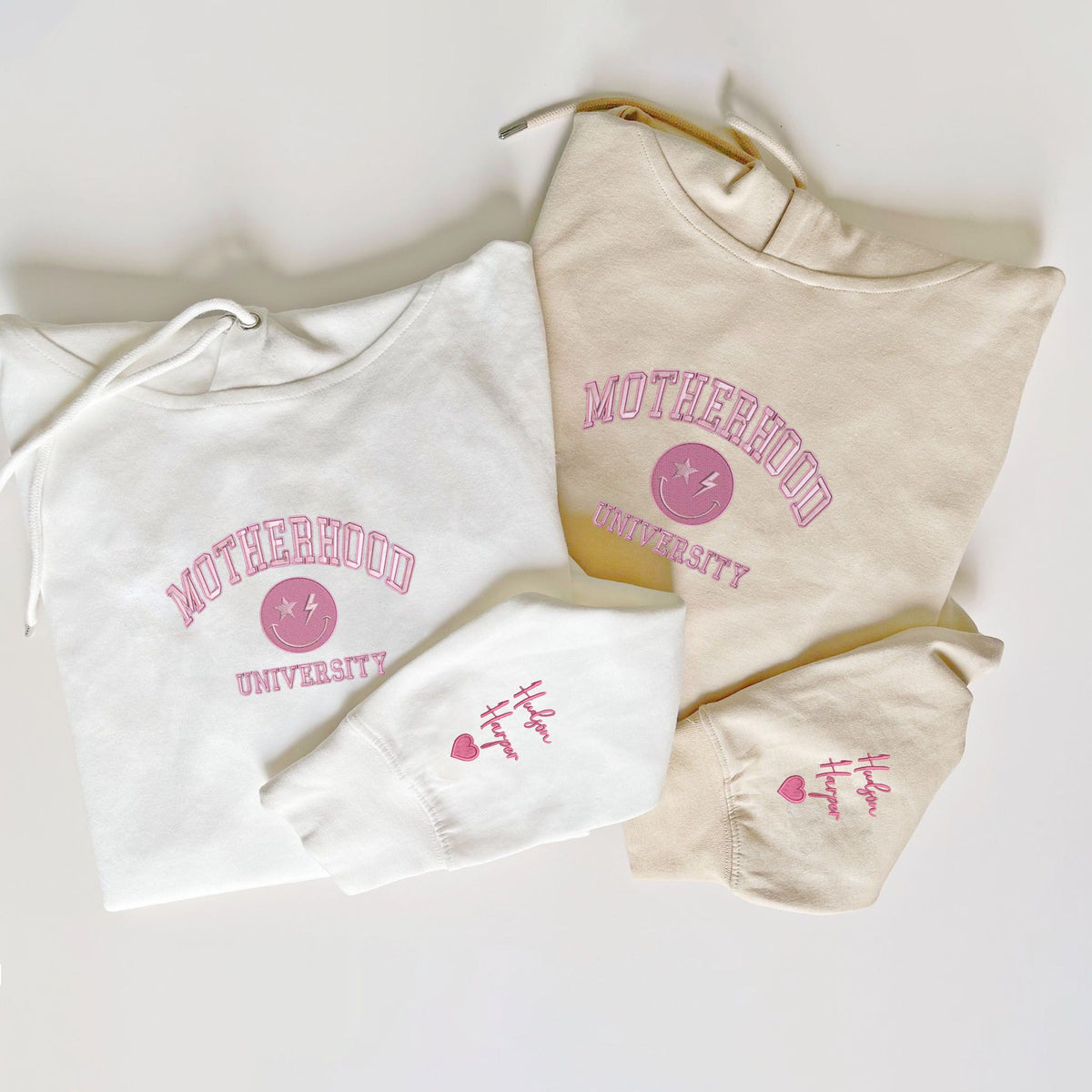 Custom Embroidered Motherhood University Hoodie, Personalized Hoodie With Icon - Embroly