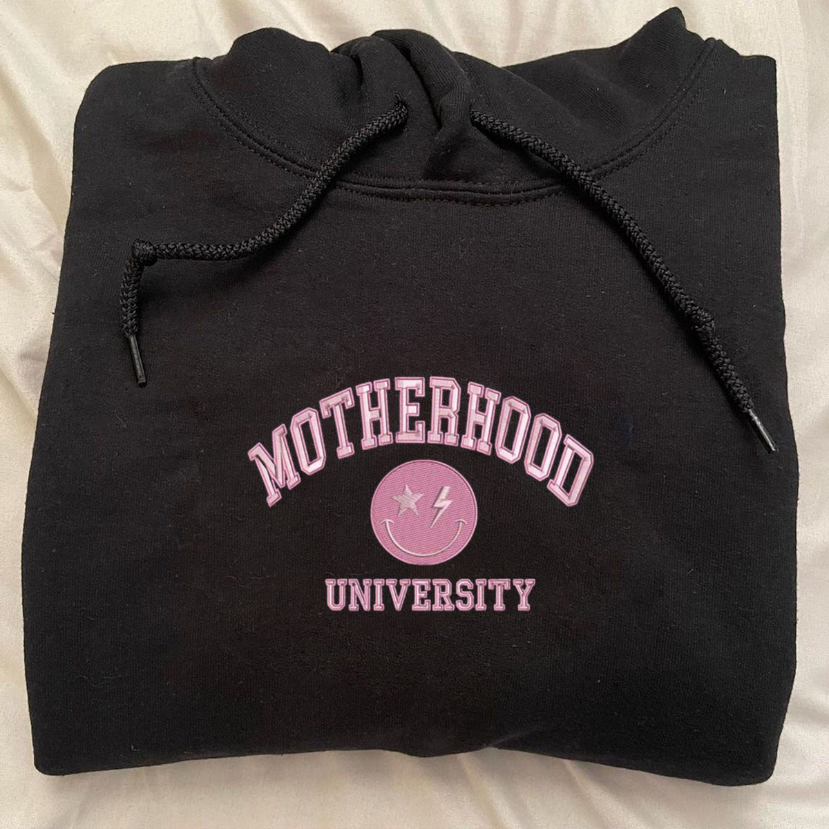 Custom Embroidered Motherhood University Hoodie, Personalized Hoodie With Icon - Embroly
