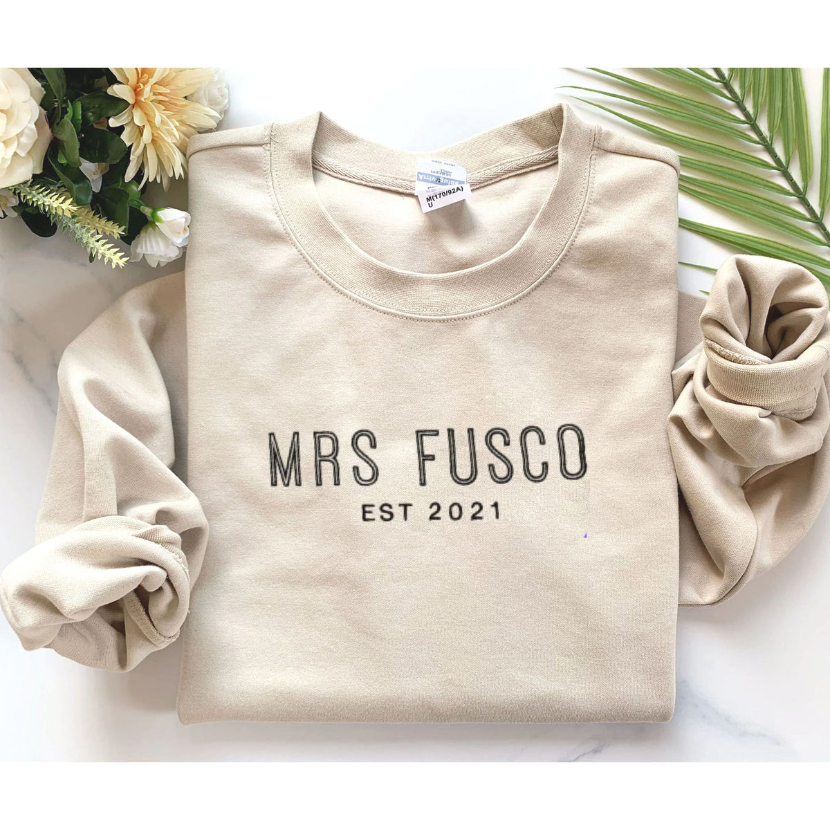 Custom Embroidered Mr And Mrs Sweatshirt With Anniversary Date, Best Gift For Maching Couple