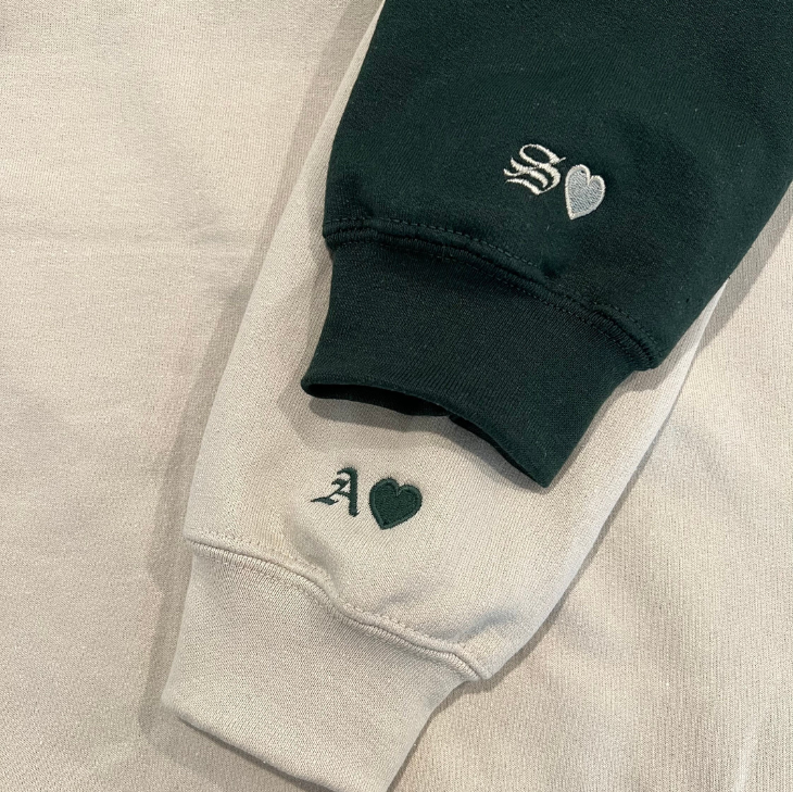 Embroidered sleeve sweatshirt hotsell