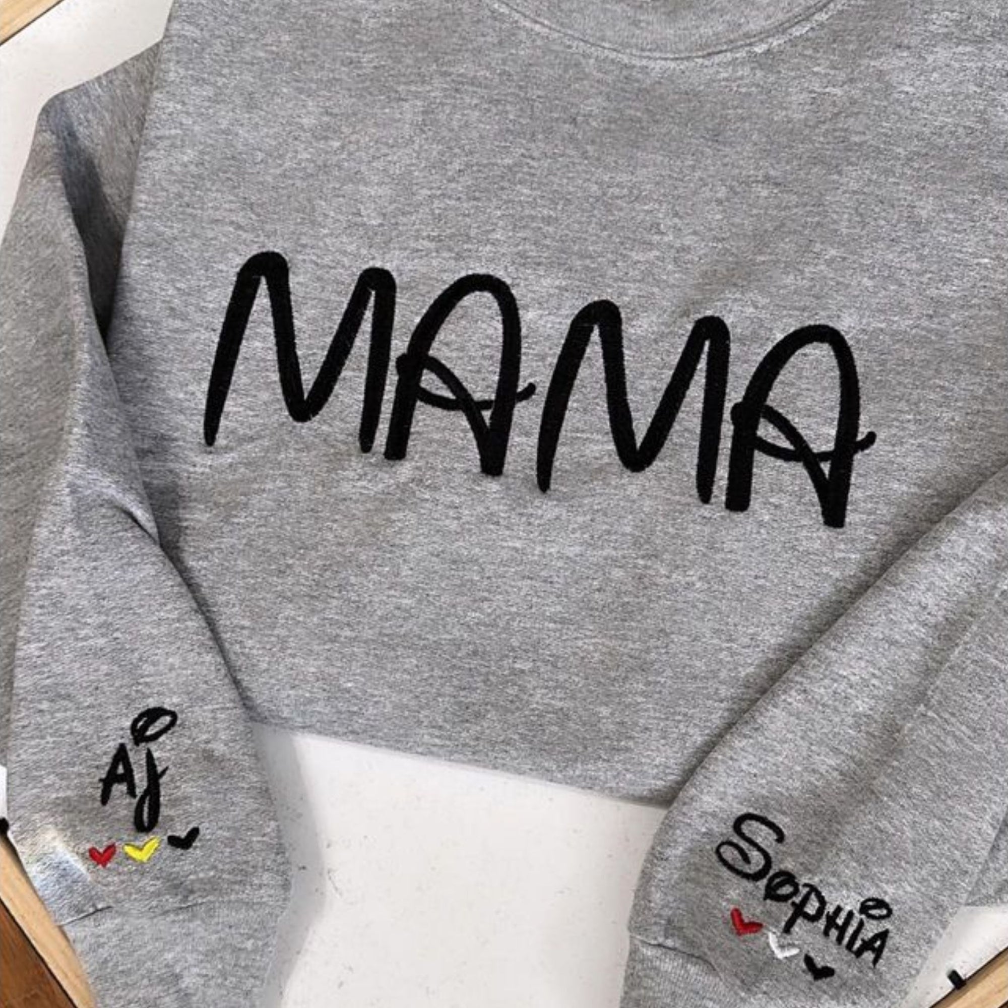 Custom Embroidered Sweatshirt for Mama, Personalized Sleeve Crewneck, Best Gift For Mother Day's