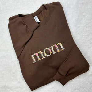 Custom Floral Mom Embroidery Sweatshirt, Mom Tee, Best Gifts for Mom