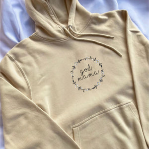 Custom God Mother Embroidery Hoodie, Personalized Hood On The Sleeve, Best Gift For Mother Day's