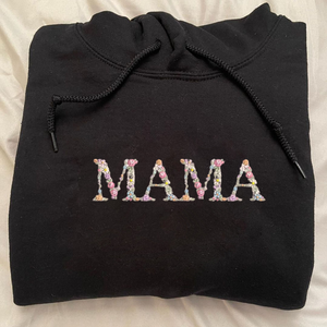 Custom Mama Hoodie with Floral Embroidery Letter, Unique Gifts For New Moms