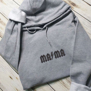 Custom Mama Lightning Bolt Embroidery Hoodie, Personalized Hoodie With Initial On Sleeve