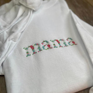 Custom Mama Sweatshirt, Embroidery Crewneck Flower Letter, Mom Gifts