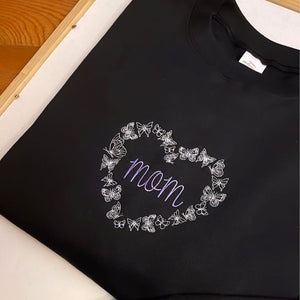 Custom Mom Sweatshirt, Personalized Embroidery Crewneck with Butterfly Mom, Gifts for Mom