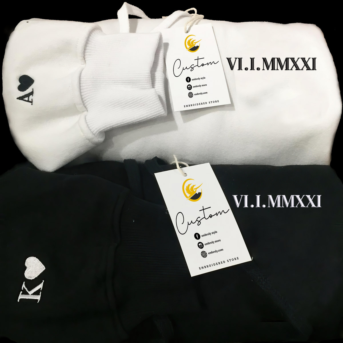 Custom Roman Numeral Date Sweatshirt or Hoodie - Embroidered - Embroly