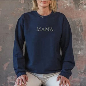 Customizable Floral Mama, Embroidery Sweatshirt with Flower Letter, Good Mom Gift Ideas