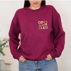 Embroidered Cool Mom Club Sweatshirt, Cool Mom with Flower Crewneck, Mother Day's Gift Ideas