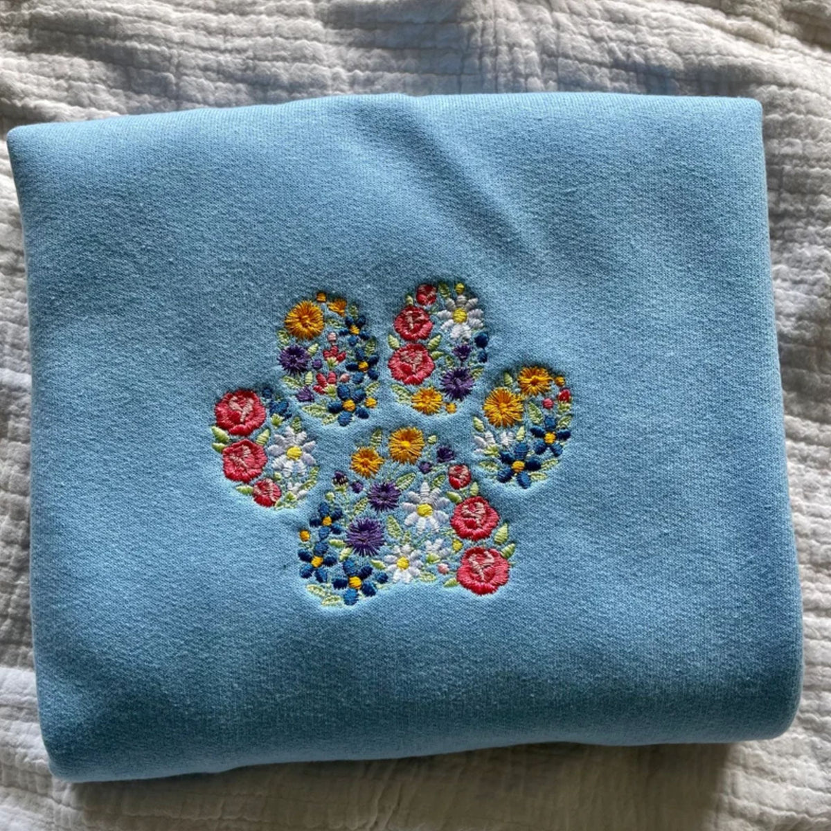 Embroidered Floral Animal Dog Cat Paw Sweatshirt, Gift For Dog Owners - Embroly