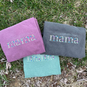 Embroidered Floral Mama Sweatshirt With Custom Initial On Sleeve, Mama Gift Ideas