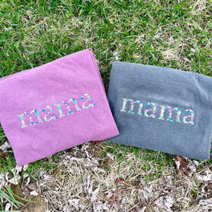 Embroidered Floral Mama Sweatshirt With Custom Initial On Sleeve, Mama Gift Ideas