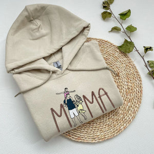Embroidered Mama Hoodie With Custom Portrait From Your Photo, Mama Gift