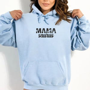 Embroidered Mama Saurus Hoodie, Mama Hoodie, Funny Gift For Mom On Mother's Day
