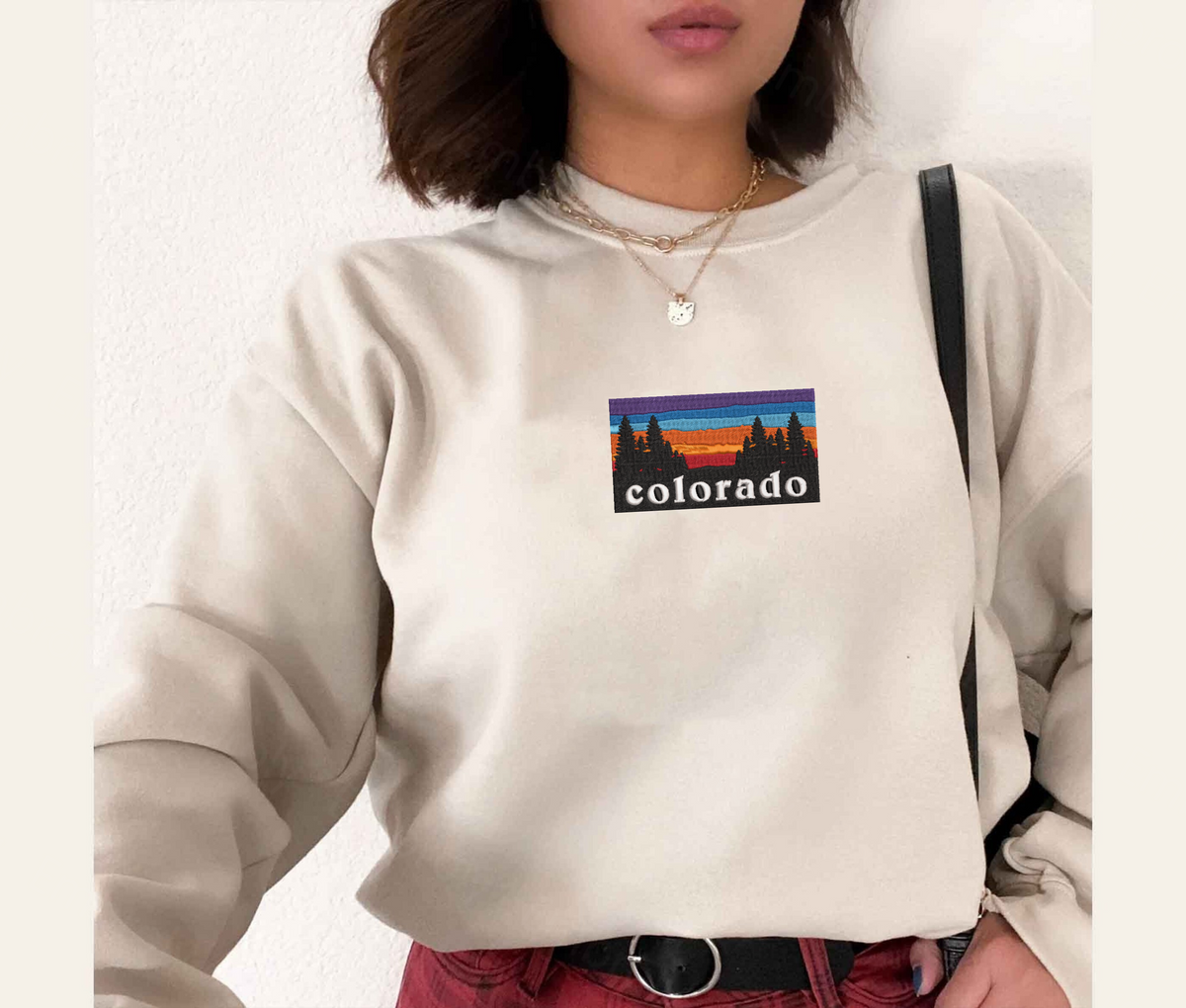 Colorado Forest Camping Crested Butte Ski Snowboard Hiking Mountain Sunset Sweatshirt, Hoodie Embroidered - Embroly