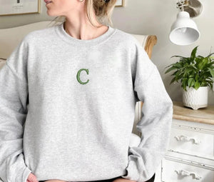 Custom Personalized Initials Monogram Embroidered Sweatshirt, Hoodie