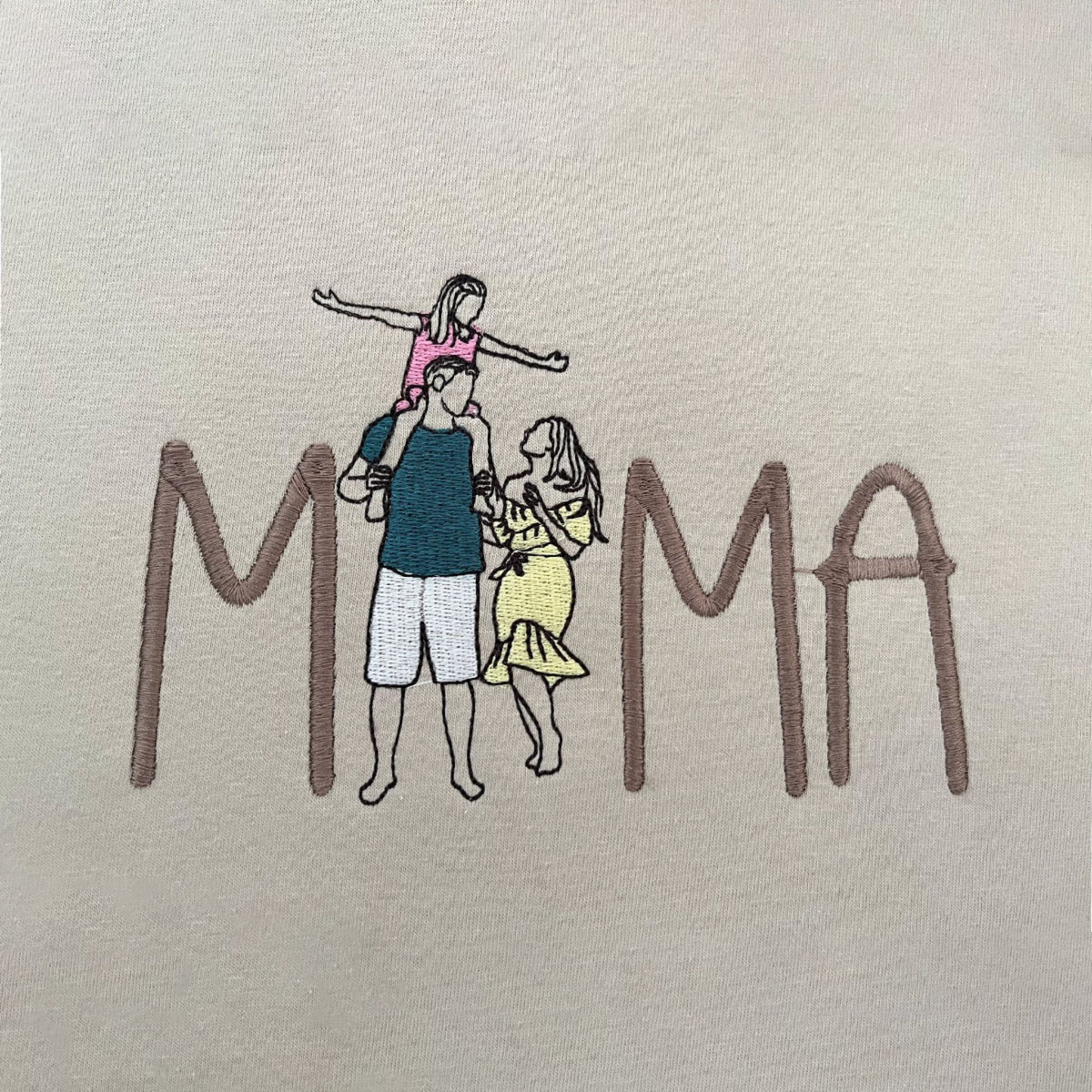 Mama Embroidered Shirt, Custom Embroidered Tee With Portrait From Your Photo, Mama Gift - Embroly