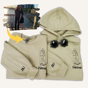 Custom Photo on Hoodie, Outline Photo Sweatshirt Embroidered - Embroly