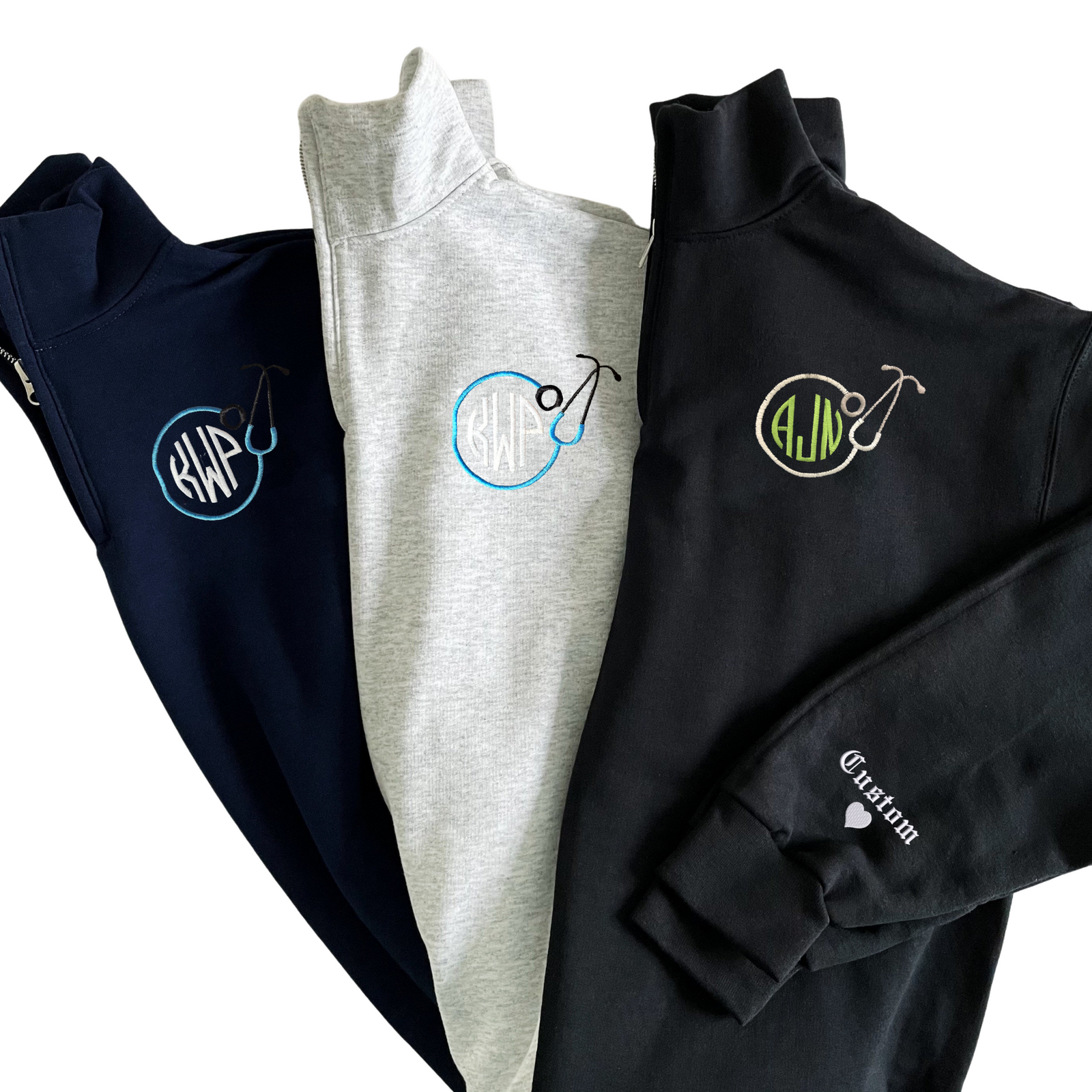 Men's Monogram Athletic Quarter Zip Pullover Jacket Personalized