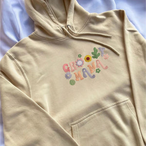 Personalzed Floral Groovy Mama Hoodie, Embroider with Flower, First Mothers Day Gifts
