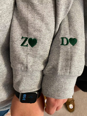 Custom Embroidered Sleeve Sweatshirt, Matching Sweatshirts for Couples Unique Gift Ideas for Him Her